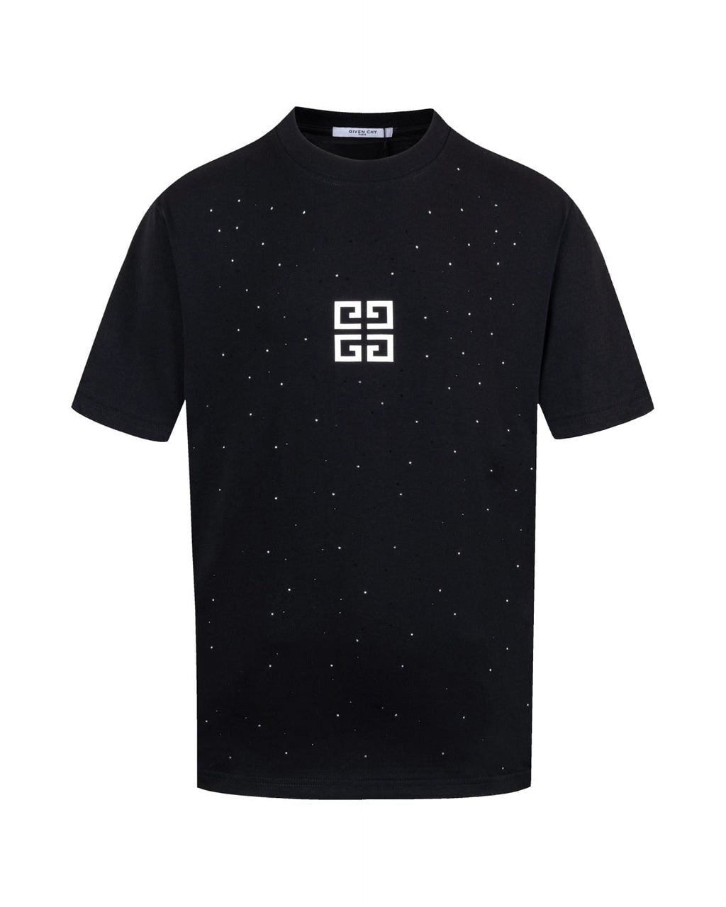 Rhinestone Printed Cotton T-Shirt