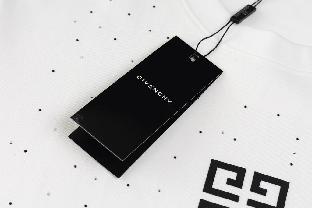 Rhinestone Printed Cotton T-Shirt