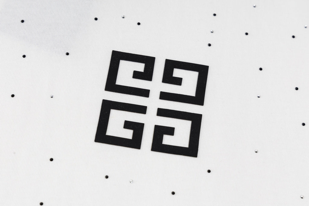 Rhinestone Printed Cotton T-Shirt