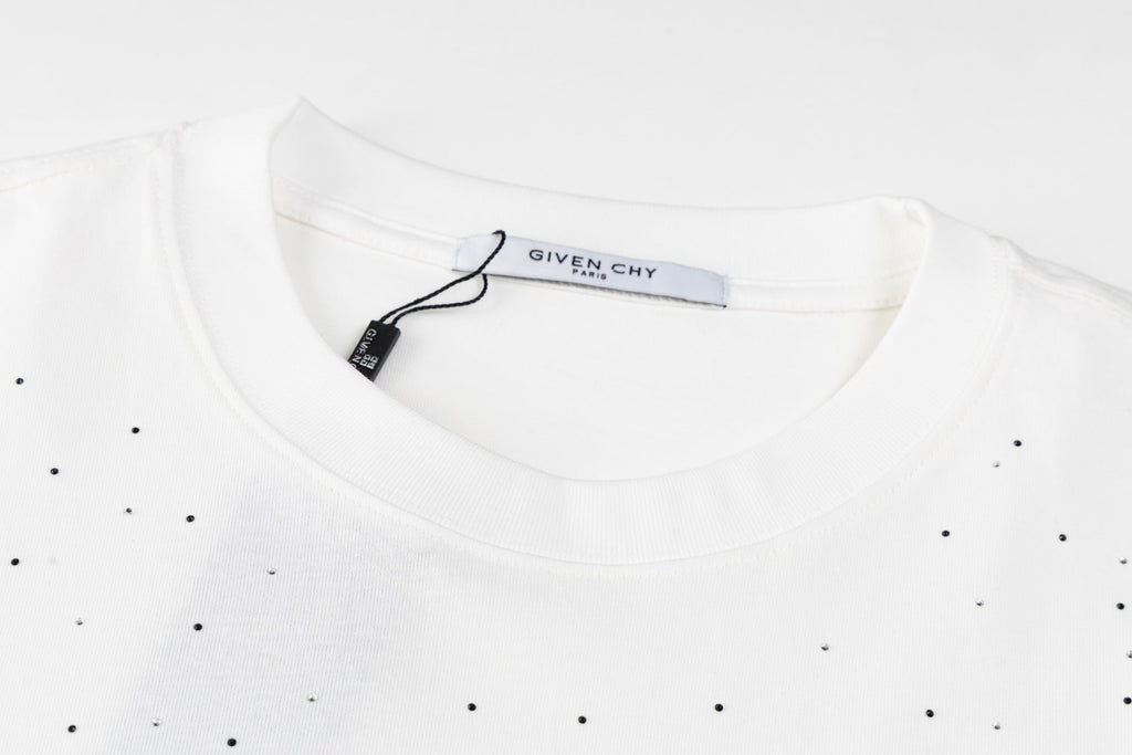 Rhinestone Printed Cotton T-Shirt