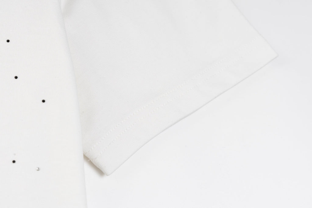 Rhinestone Printed Cotton T-Shirt