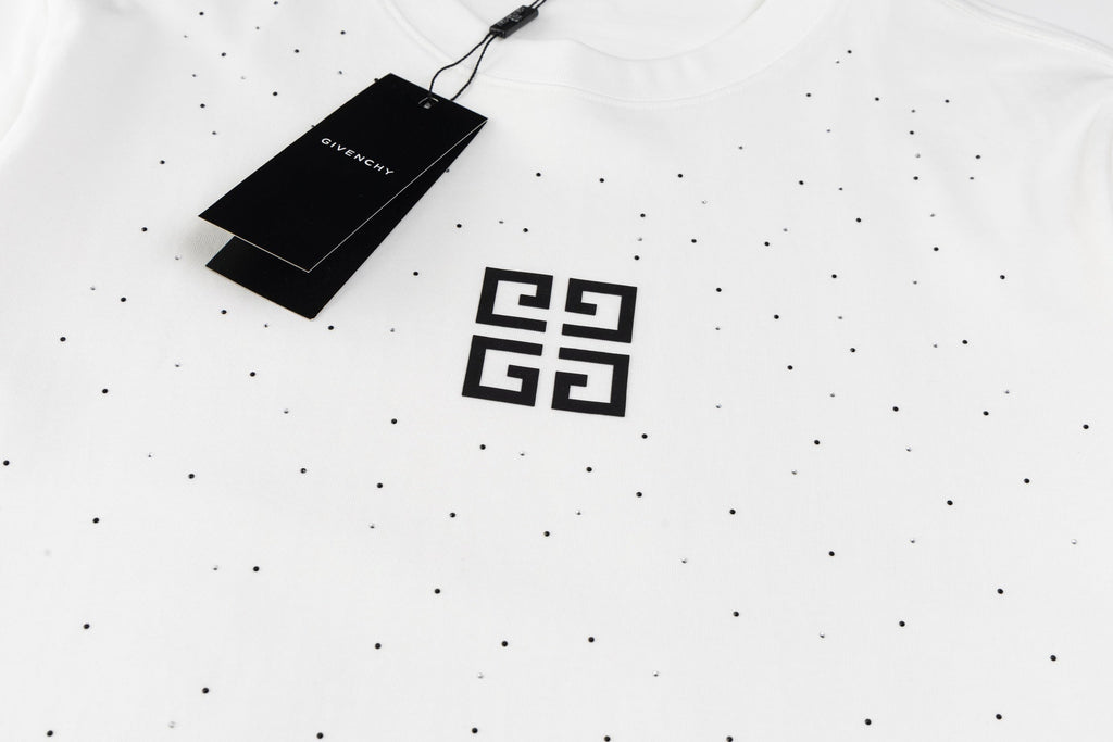 Rhinestone Printed Cotton T-Shirt