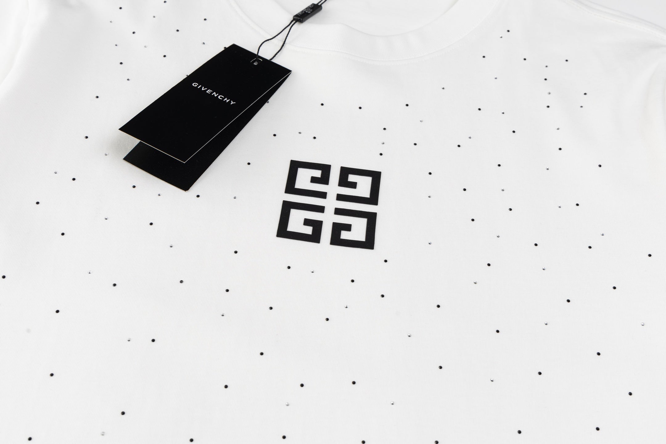 Rhinestone Printed Cotton T-Shirt