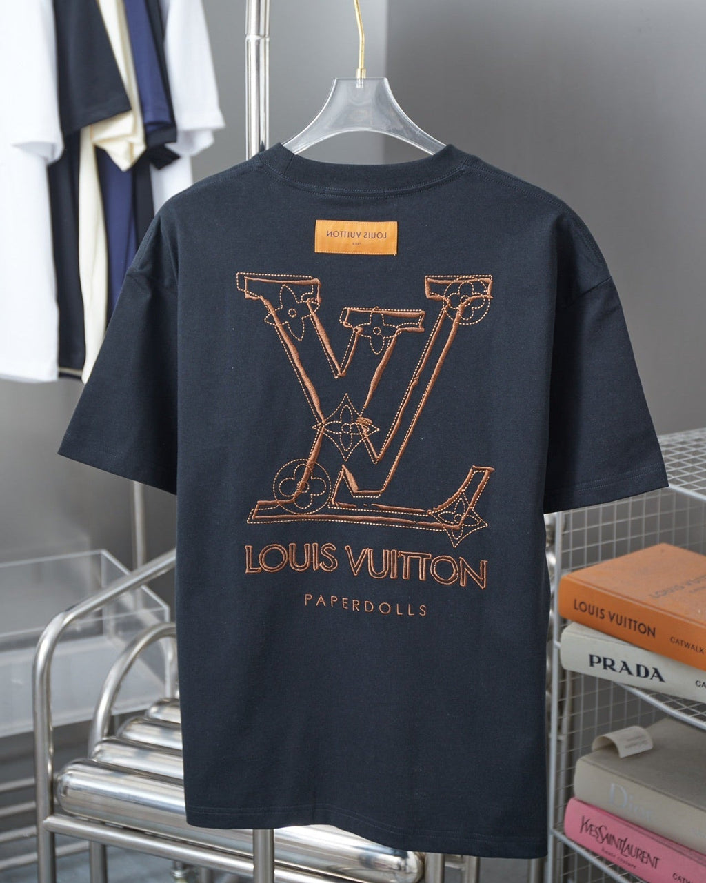 Double-sided embroidered cotton T-shirt