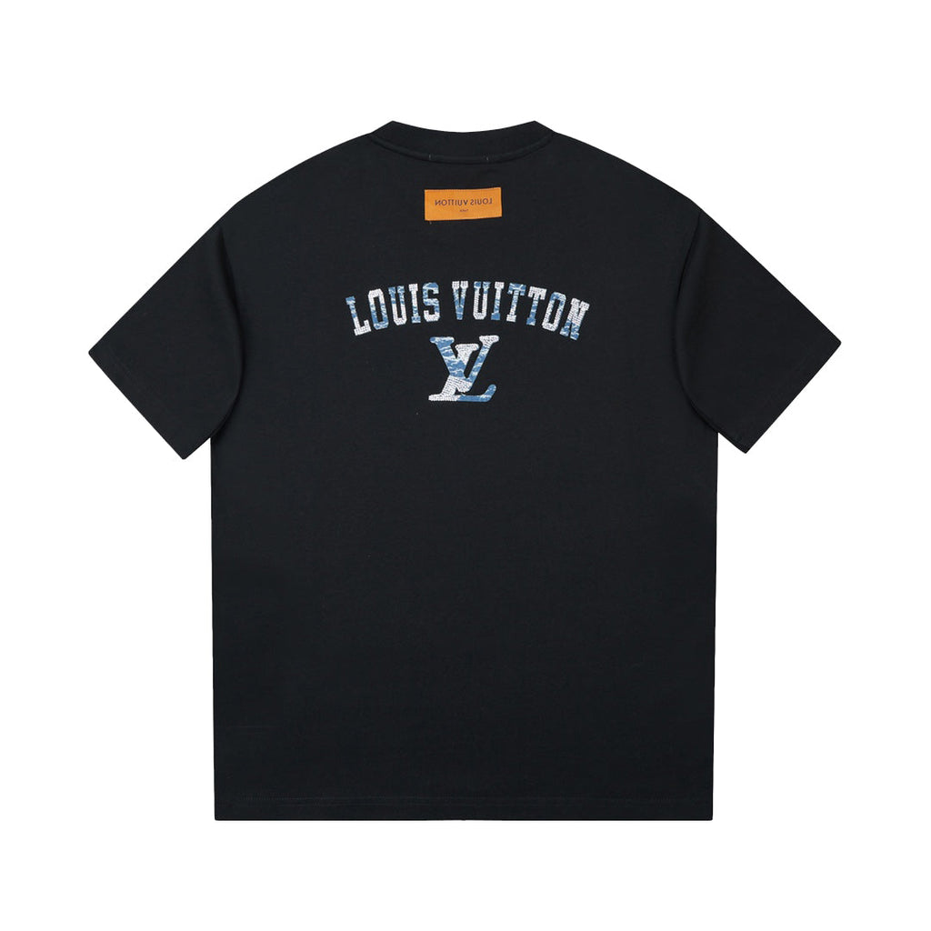 Patchwork crew neck cotton T-shirt