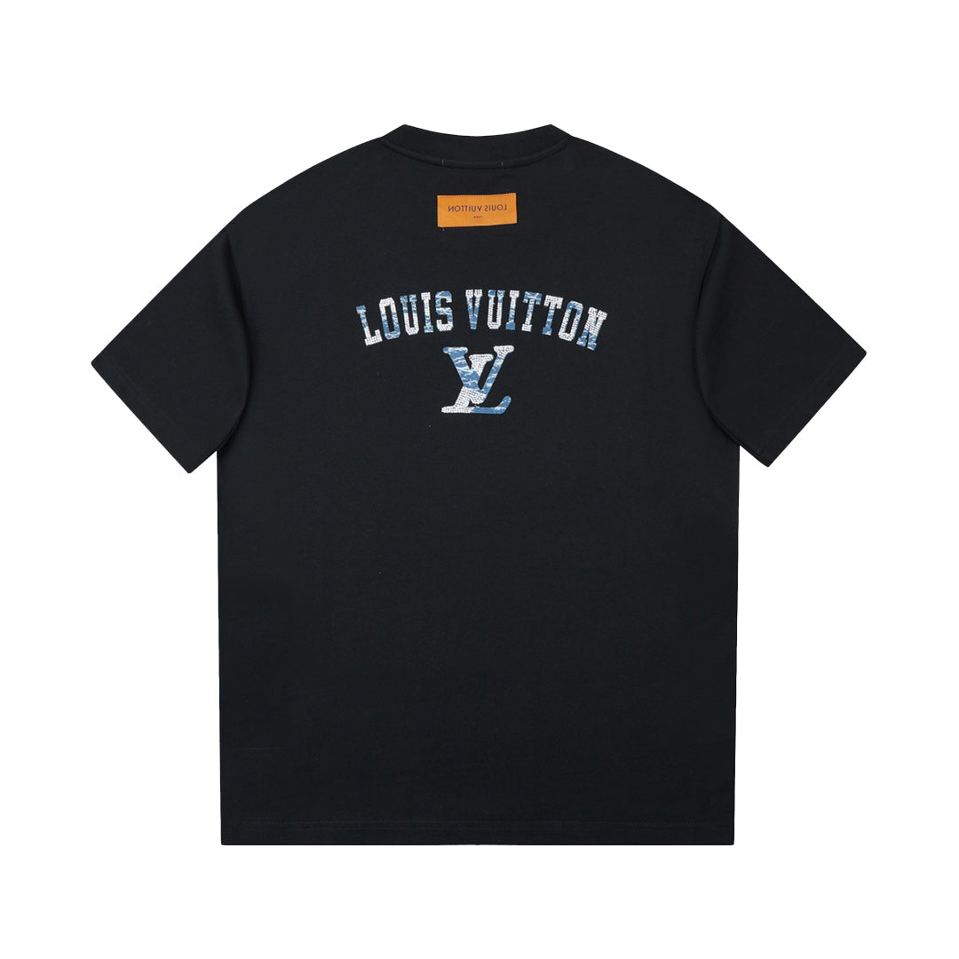 Patchwork crew neck cotton T-shirt