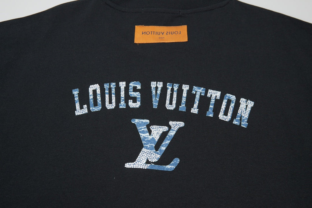 Patchwork crew neck cotton T-shirt