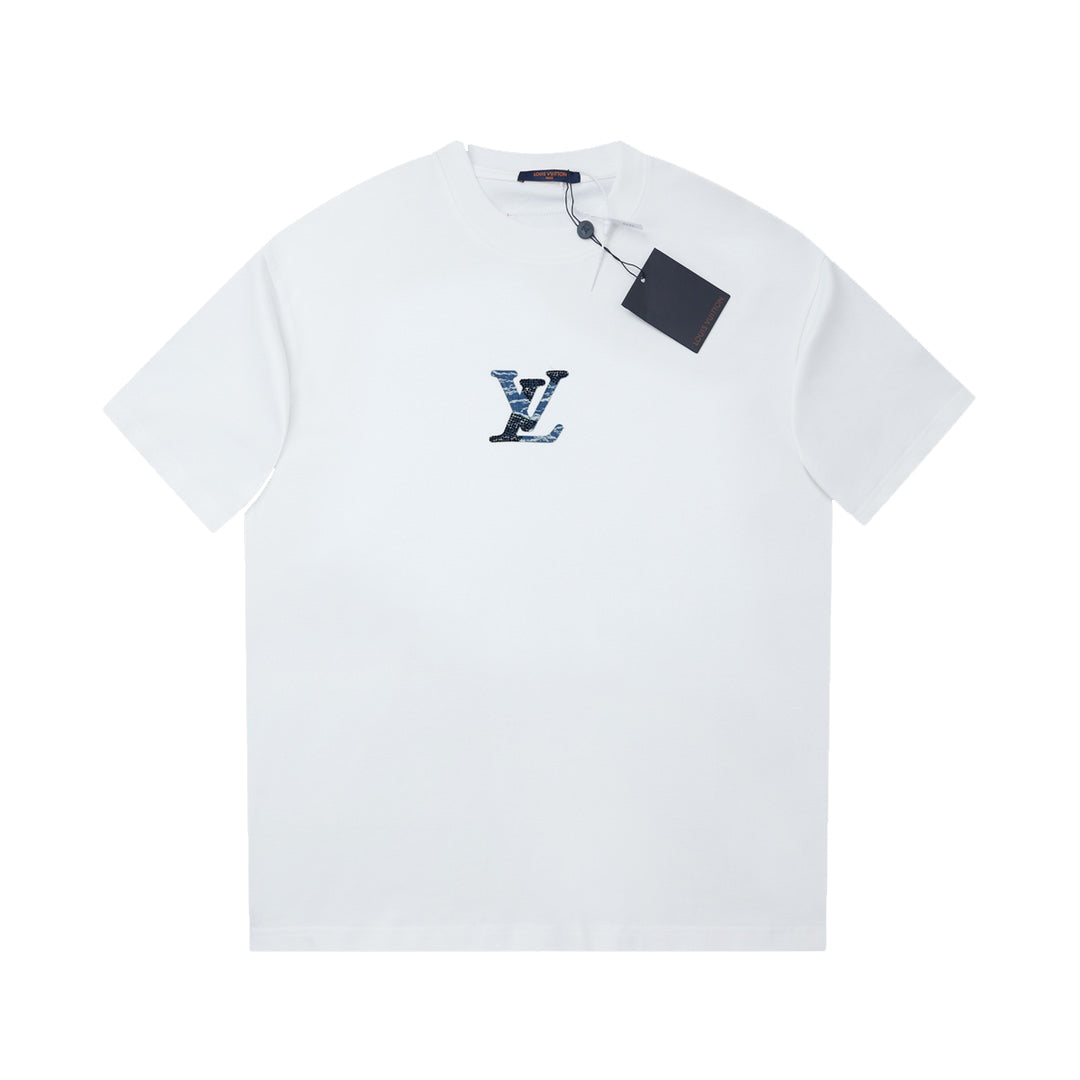 Patchwork crew neck cotton T-shirt