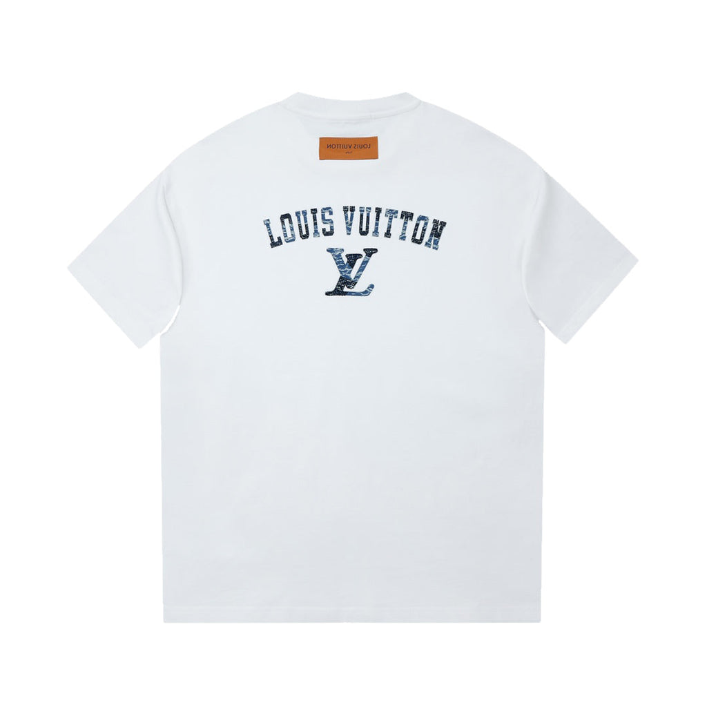 Patchwork crew neck cotton T-shirt