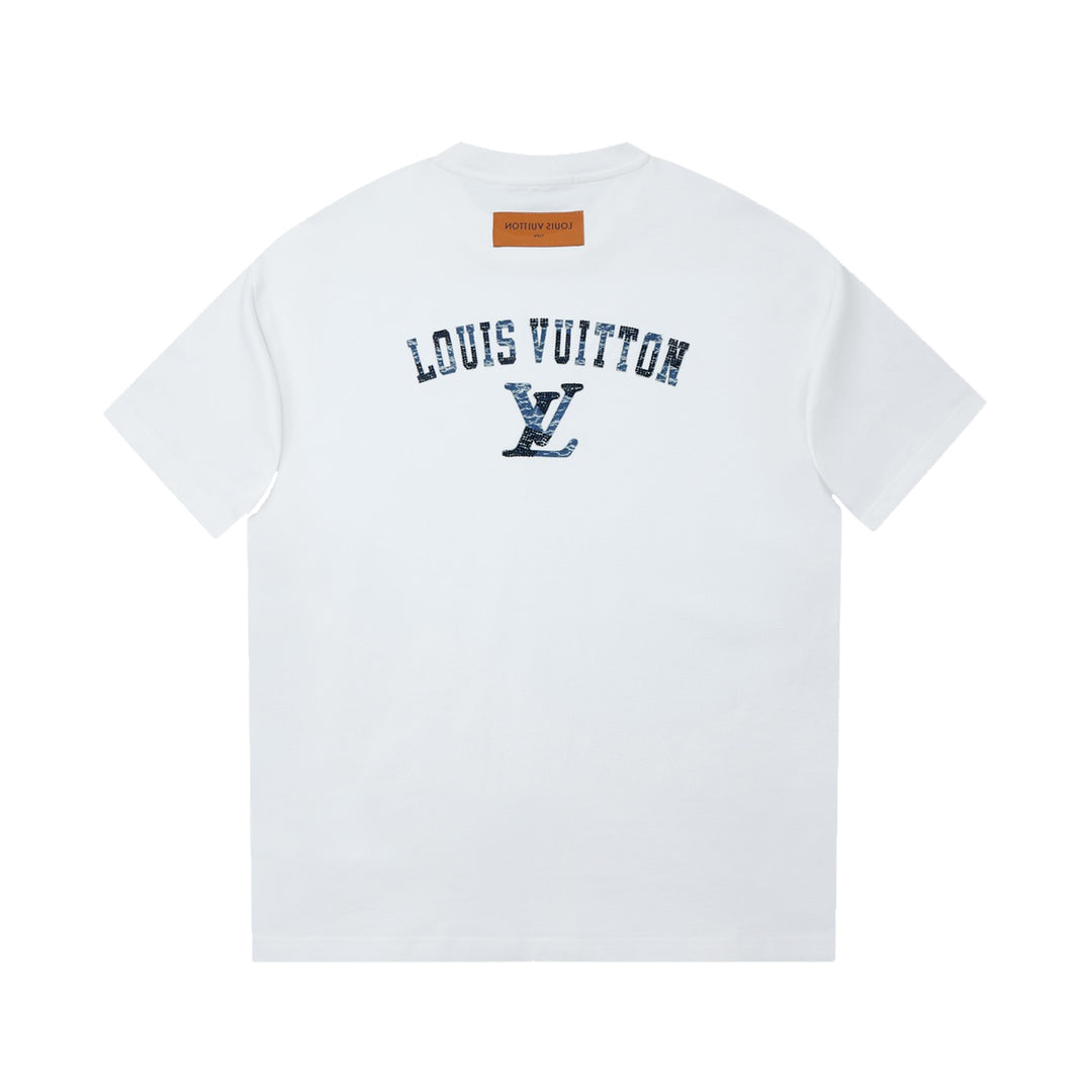 Patchwork crew neck cotton T-shirt