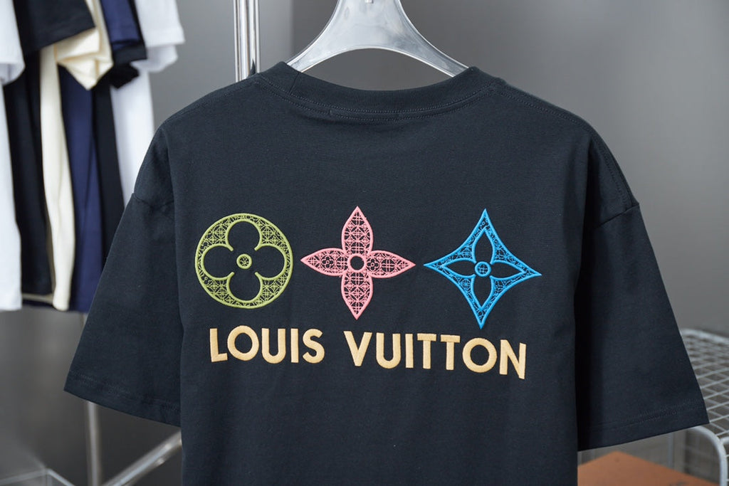 Double-sided embroidered cotton T-shirt