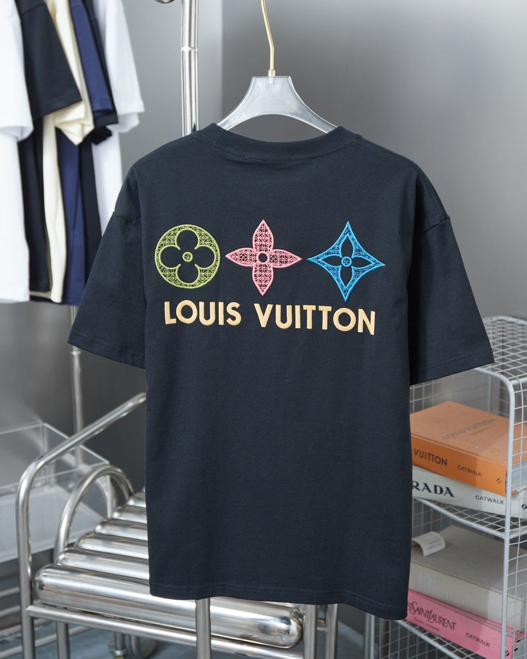 Double-sided embroidered cotton T-shirt