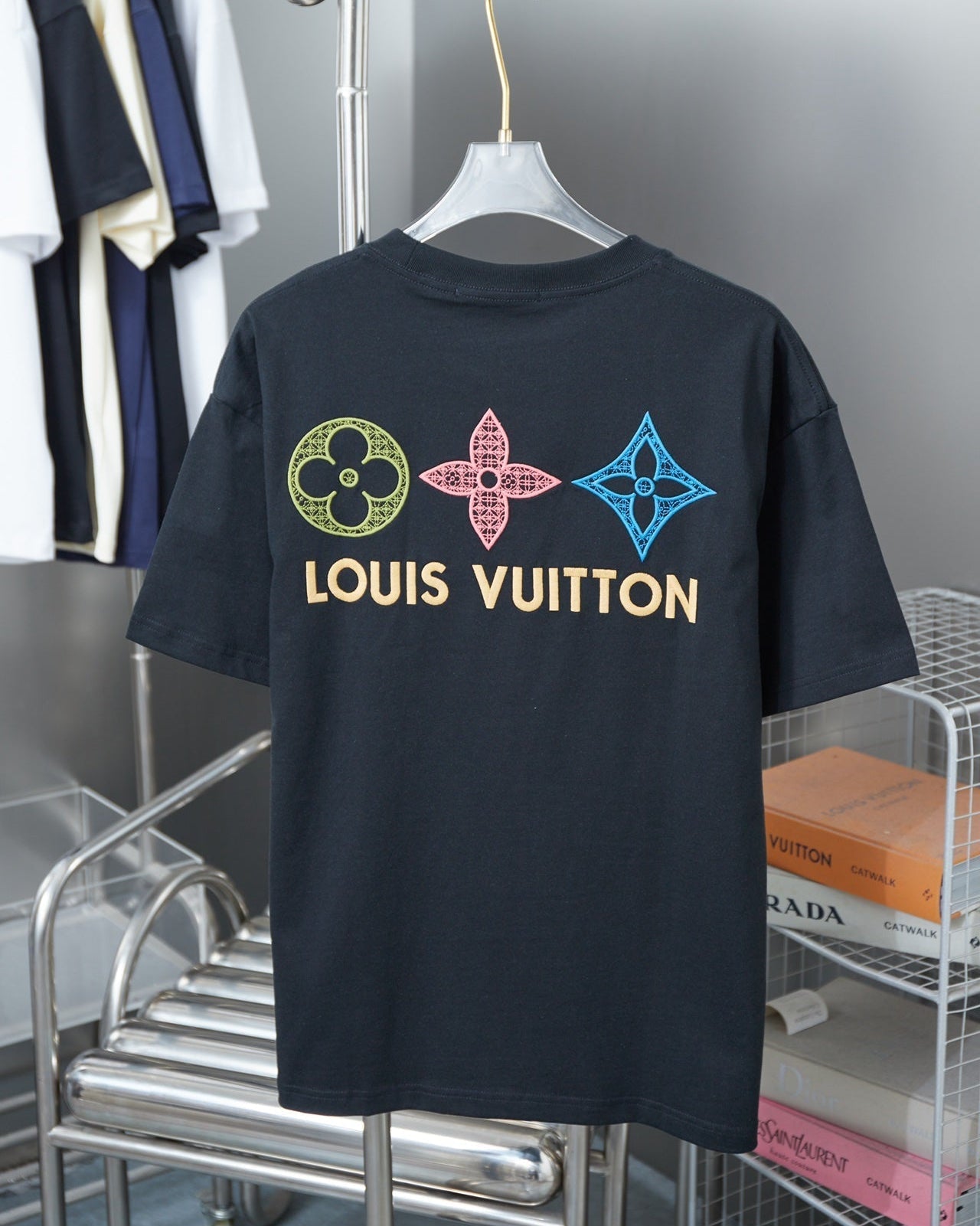 Double-sided embroidered cotton T-shirt