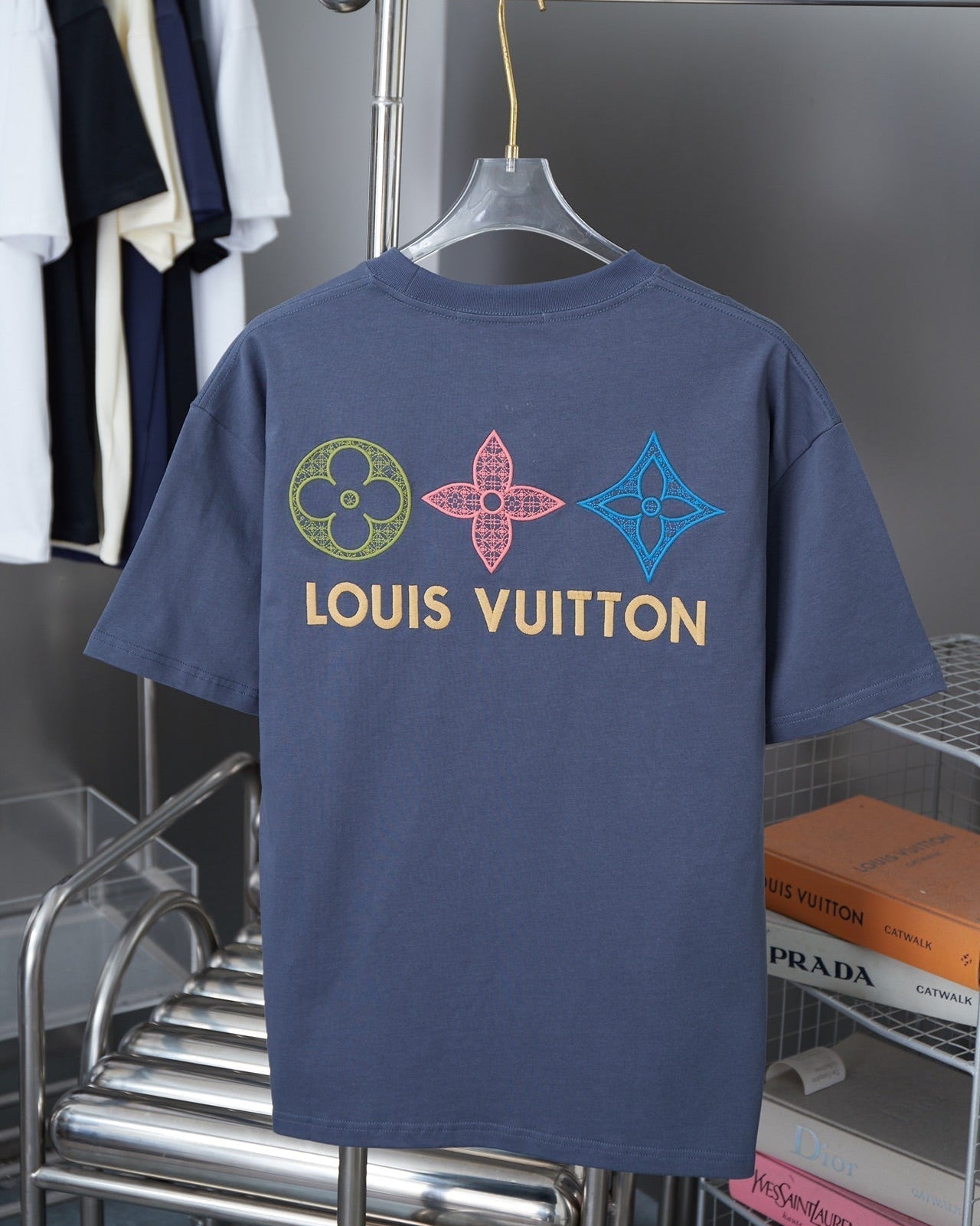 Double-sided embroidered cotton T-shirt