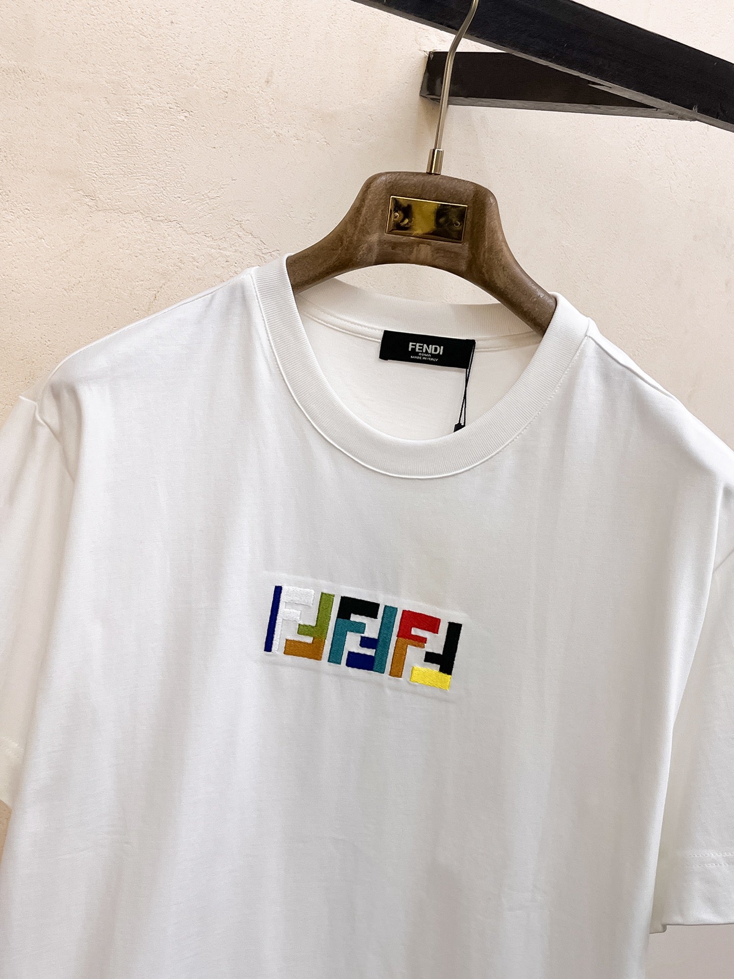 Embroidered rainbow T-shirt