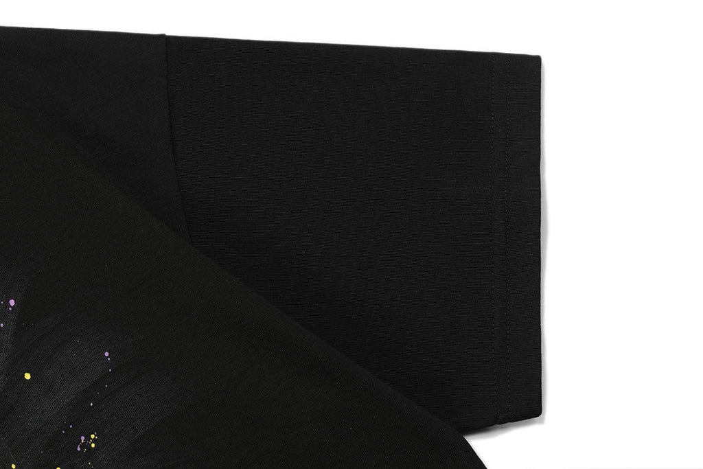 Personalized embroidered ink-splashed cotton T-shirt