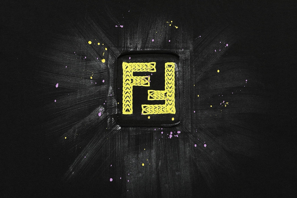 Personalized embroidered ink-splashed cotton T-shirt