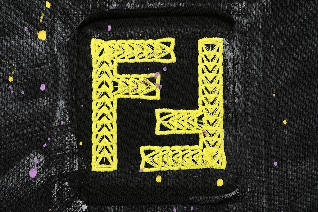 Personalized embroidered ink-splashed cotton T-shirt