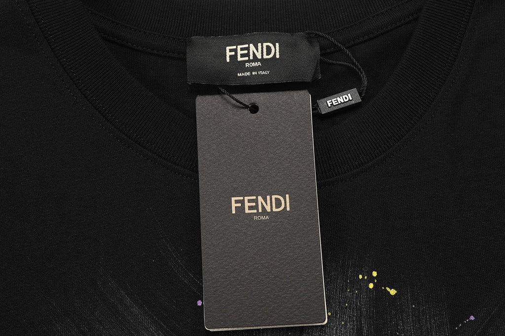 Personalized embroidered ink-splashed cotton T-shirt