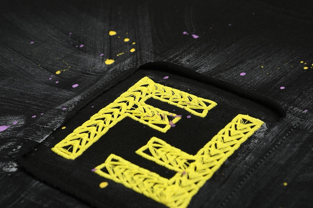 Personalized embroidered ink-splashed cotton T-shirt