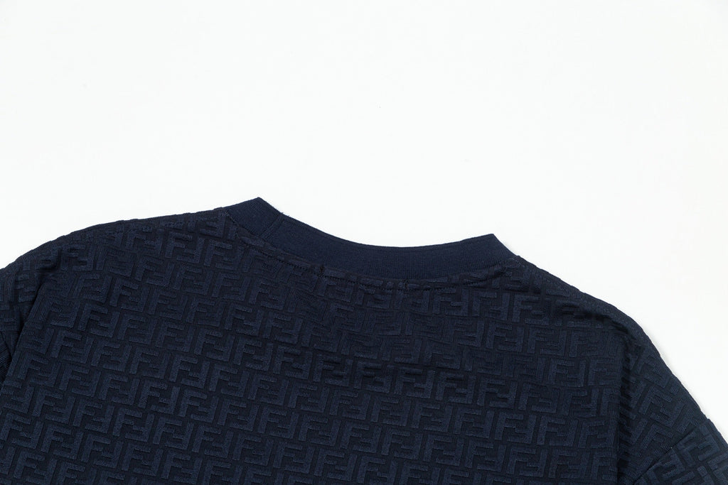 3D embroidered round neck cotton T-shirt