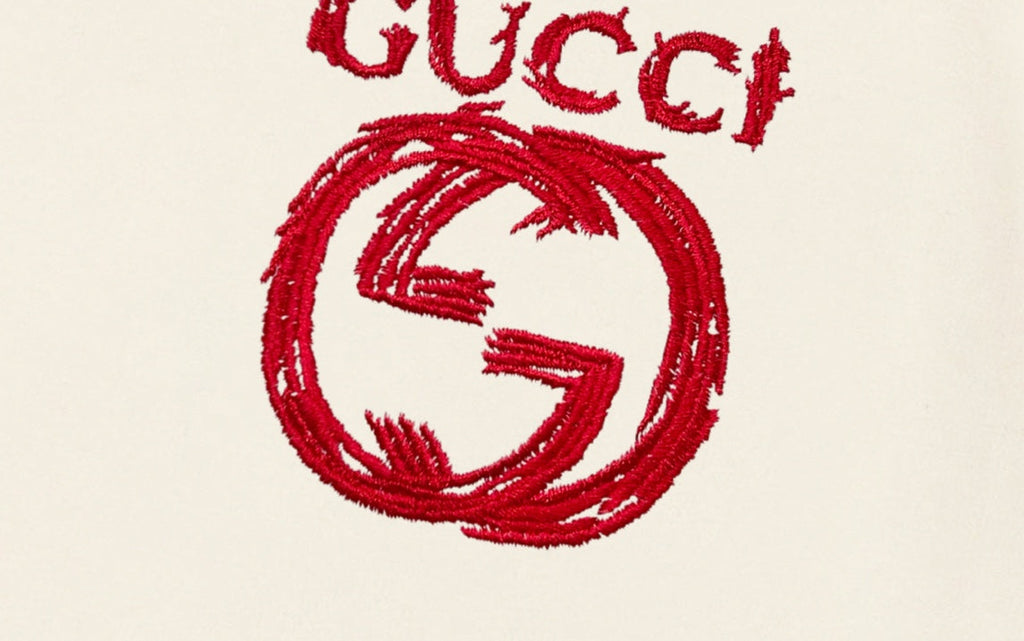 Double-sided embroidered round neck cotton T-shirt