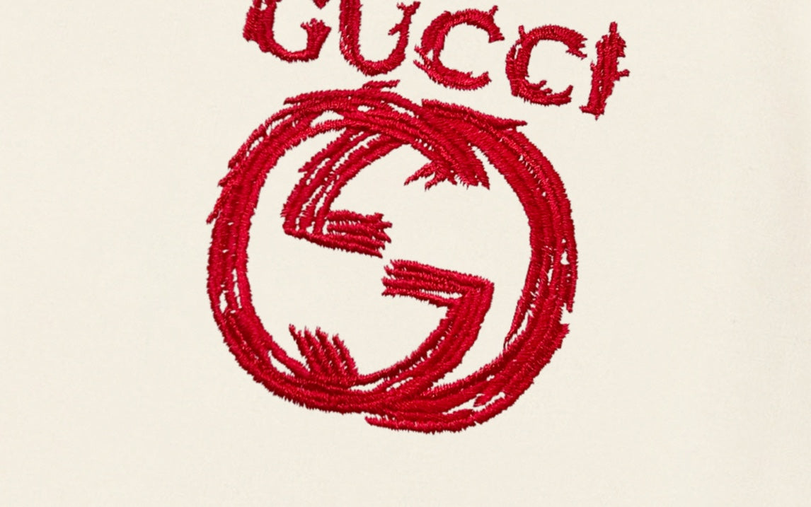 Double-sided embroidered round neck cotton T-shirt