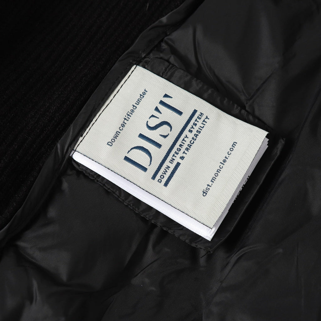 Wool Sleeve Matt Black Hooded Knitted Jacket