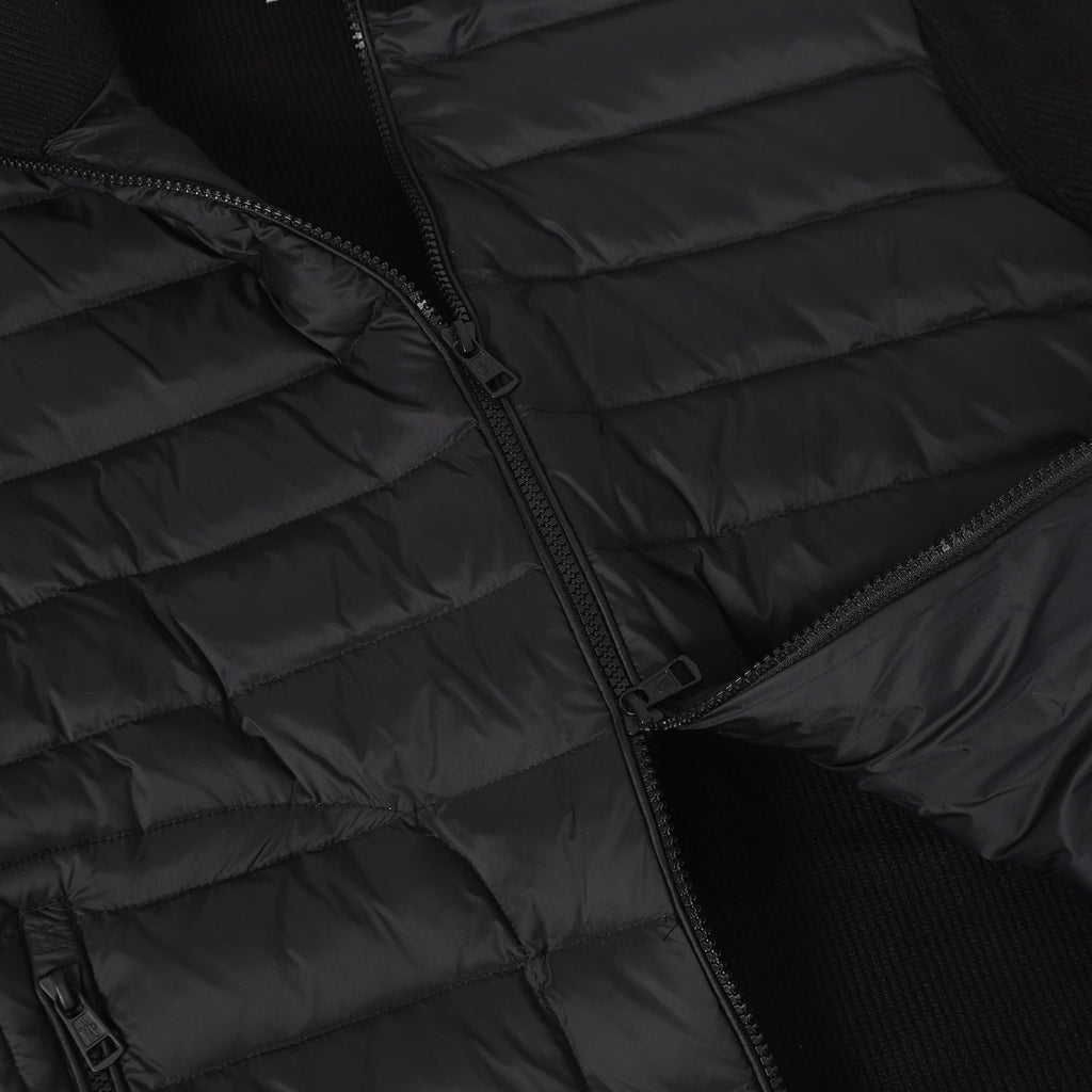 Wool Sleeve Matt Black Hooded Knitted Jacket