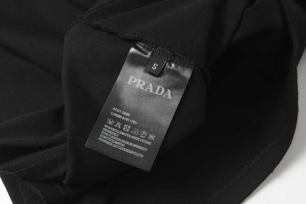 Embroidered flocked cotton T-shirt