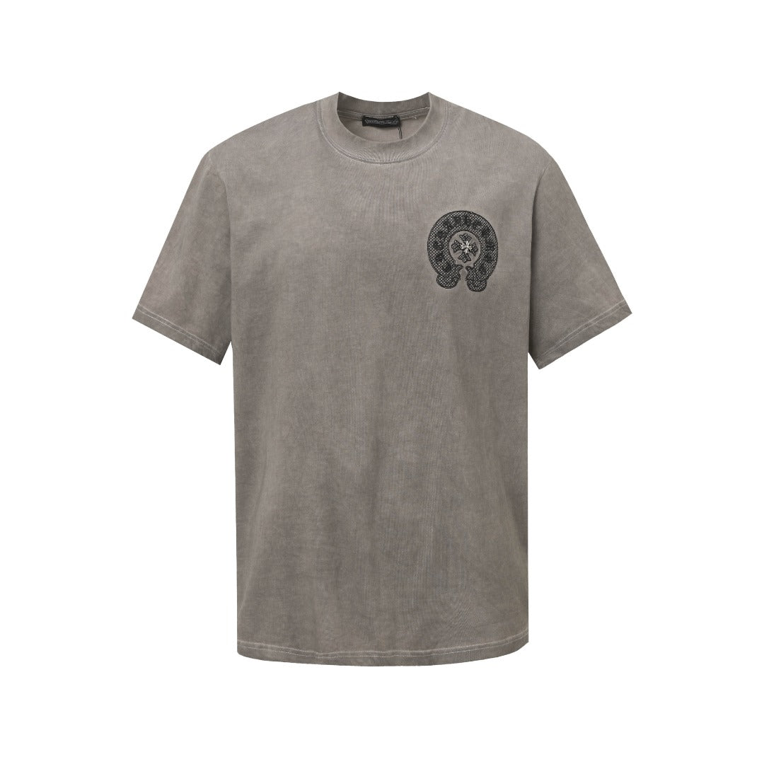 Double-sided embroidered cotton T-shirt