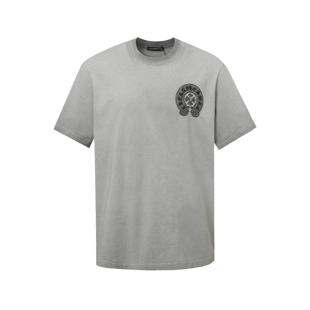 Double-sided embroidered cotton T-shirt