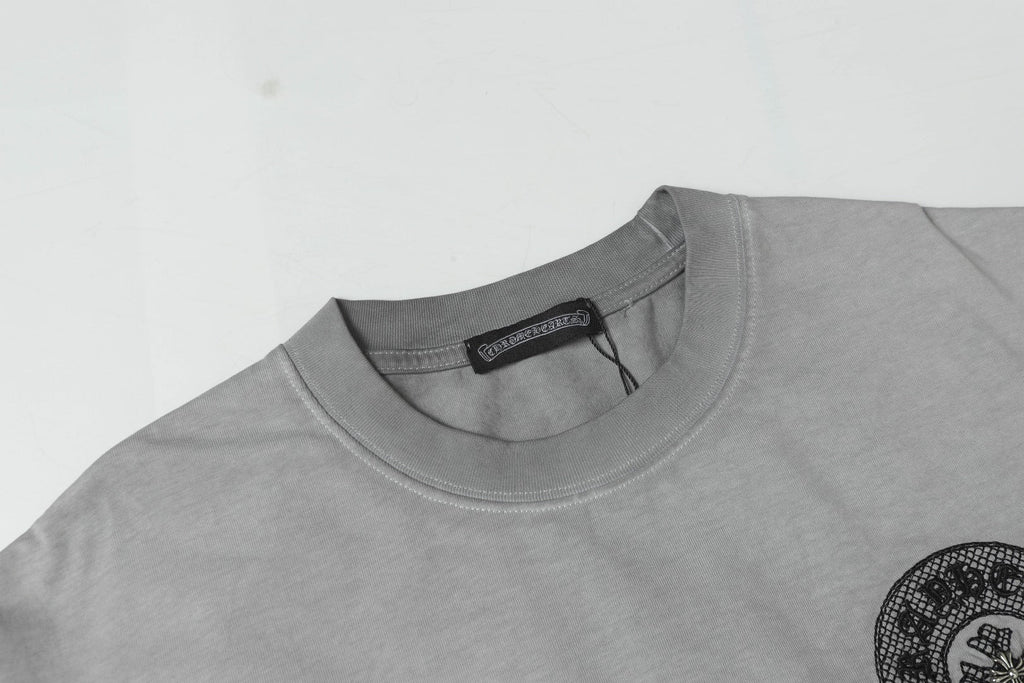 Double-sided embroidered cotton T-shirt