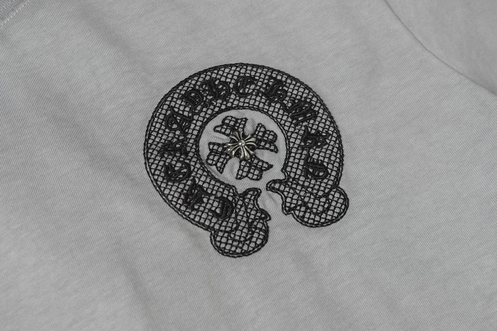 Double-sided embroidered cotton T-shirt