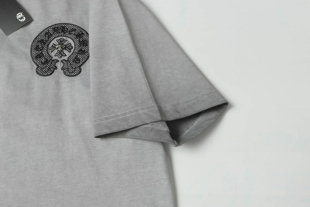 Double-sided embroidered cotton T-shirt