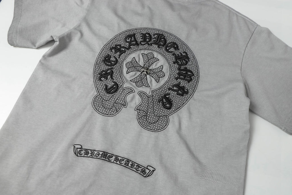 Double-sided embroidered cotton T-shirt