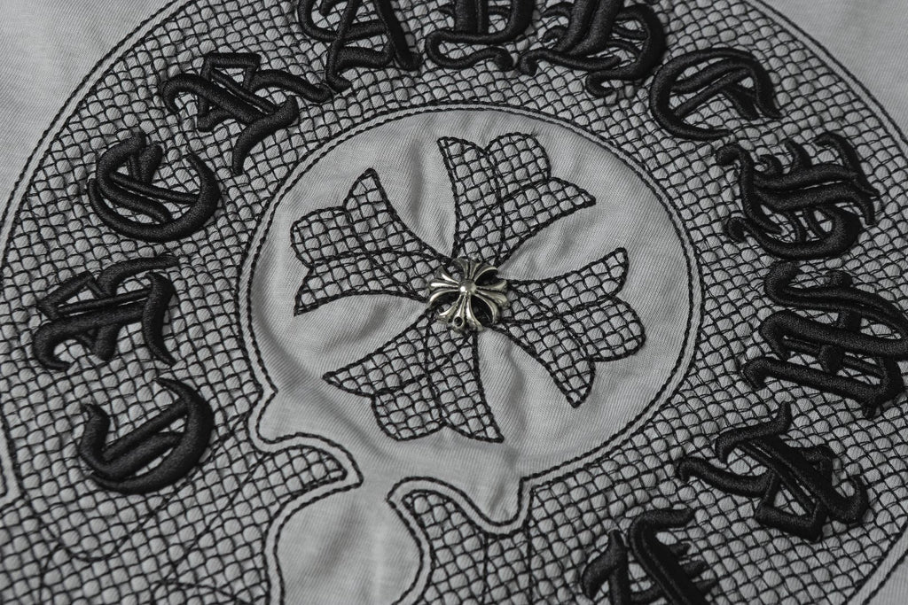 Double-sided embroidered cotton T-shirt