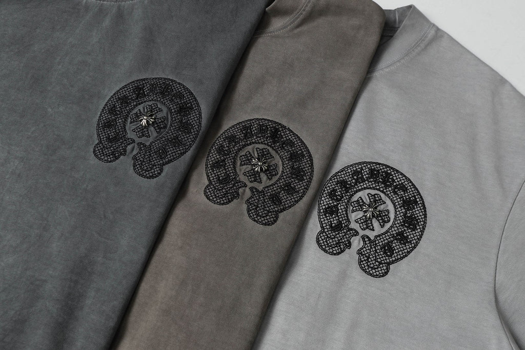 Double-sided embroidered cotton T-shirt